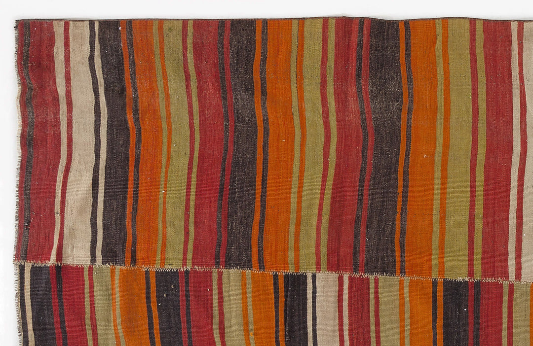 Crete Multi Striped Wool Hand Woven Carpet 147 x 379