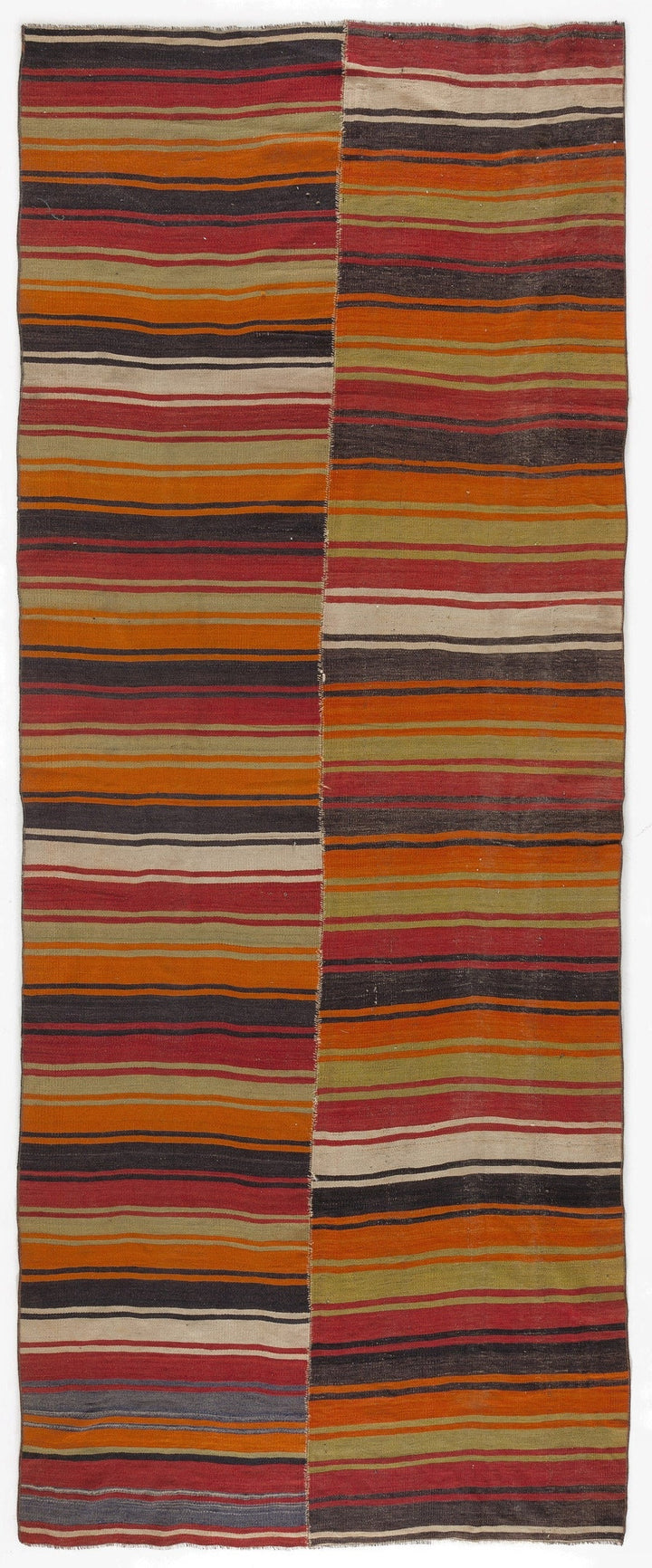 Crete Multi Striped Wool Hand Woven Carpet 147 x 379