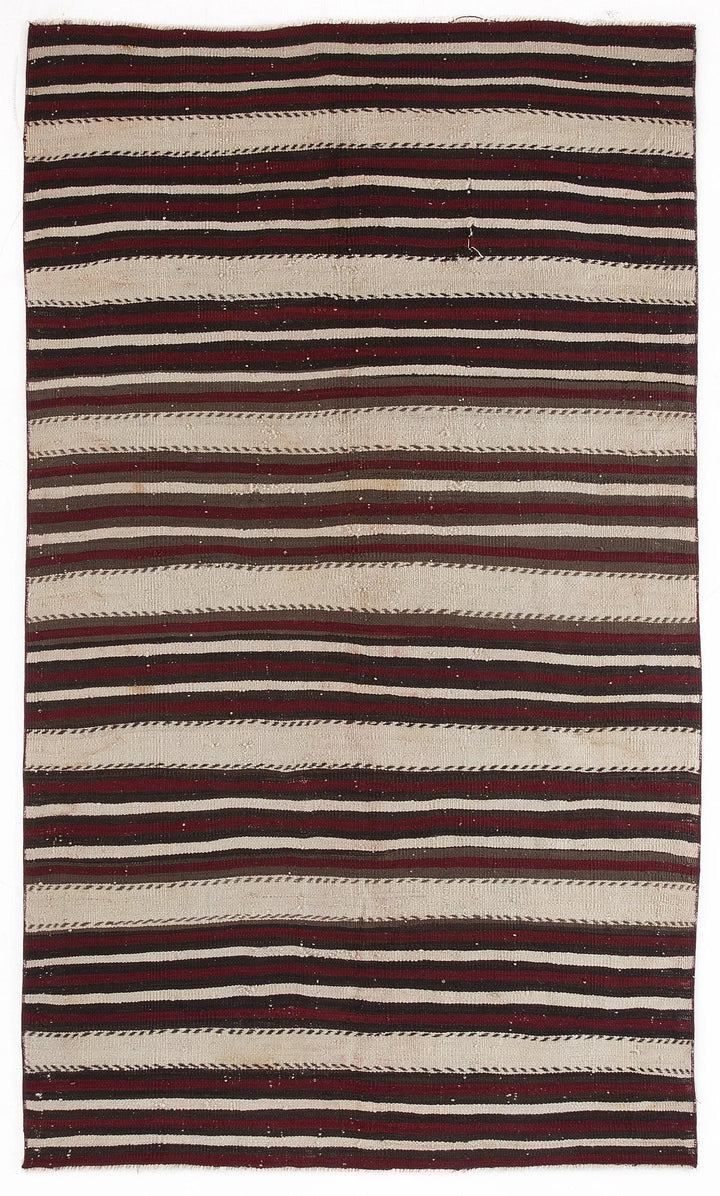 Crete 0480 Beige Striped Wool Hand-Woven Carpet 148 x 250