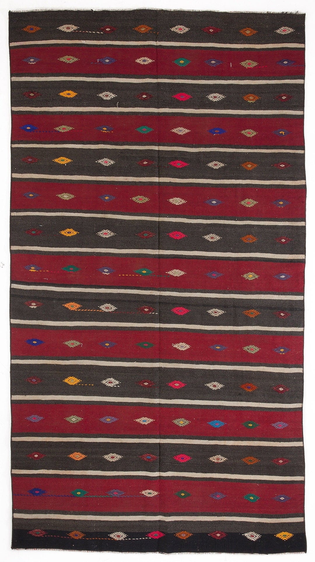 Cretan Beige Striped Wool Hand-Woven Carpet 165 x 307