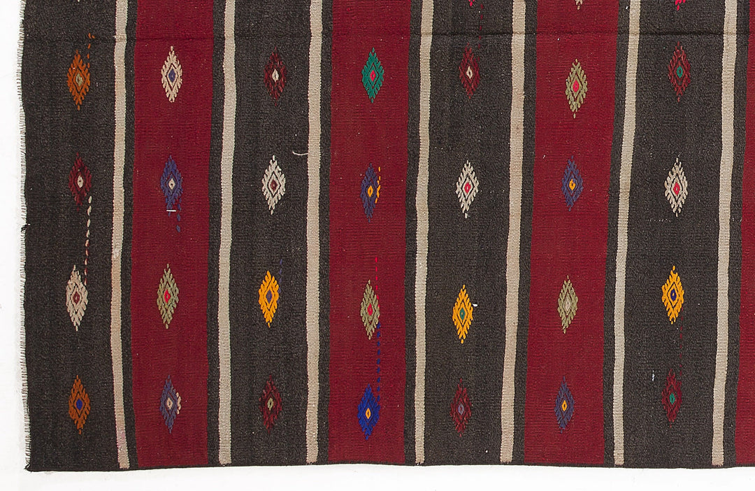 Cretan Beige Striped Wool Hand-Woven Carpet 165 x 307