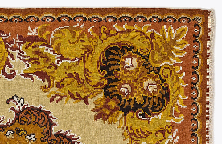 Cretan Red Floral Wool Hand-Woven Carpet 197 x 287