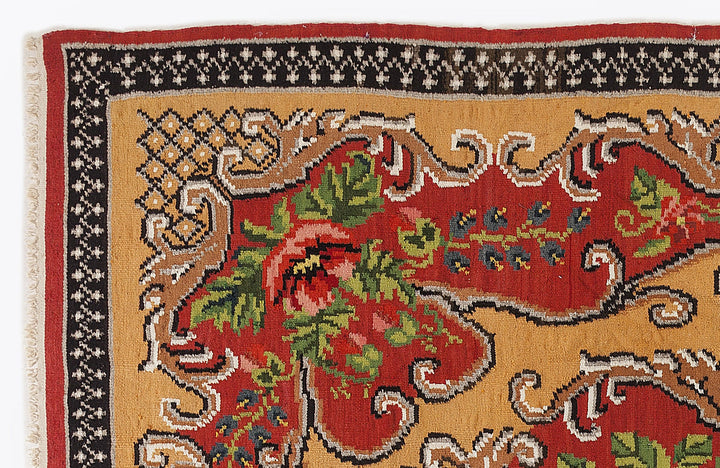 Cretan Red Floral Wool Hand-Woven Rug 181 x 270