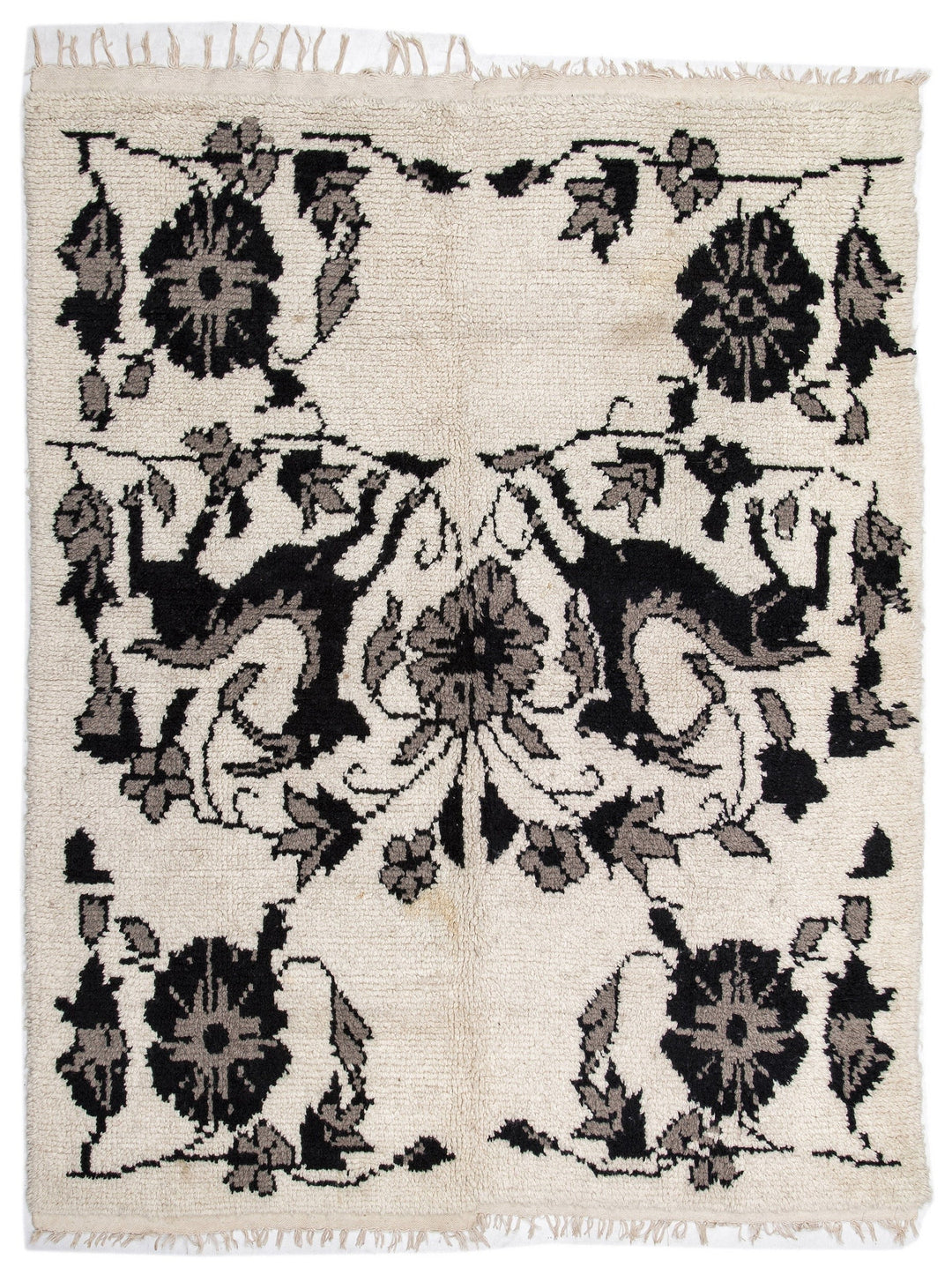 Cretan Beige Floral Wool Hand Woven Carpet 157 x 200