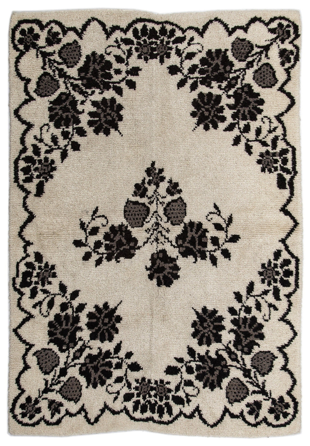 Cretan Beige Floral Wool Hand Woven Carpet 150 x 220