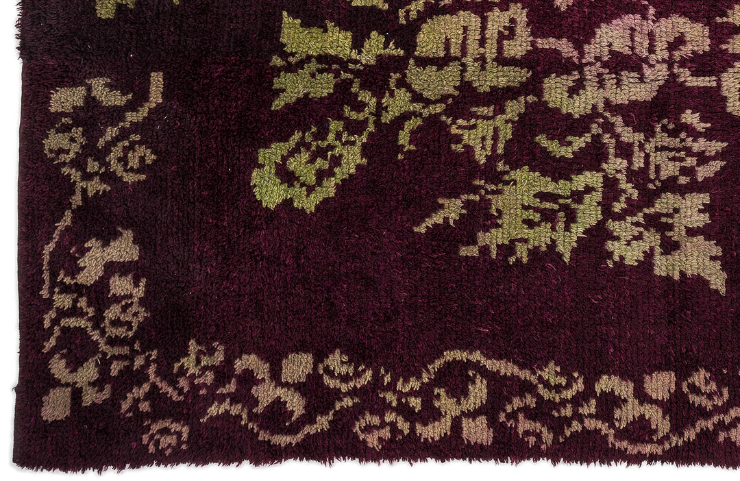 Cretan Burgundy Floral Wool Hand Woven Carpet 162 x 240