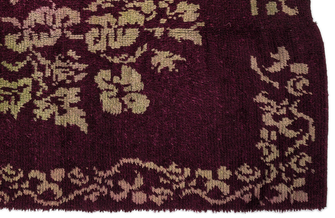 Cretan Burgundy Floral Wool Hand Woven Carpet 162 x 240