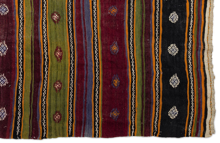 Cretan Beige Striped Wool Hand-Woven Carpet 163 x 280