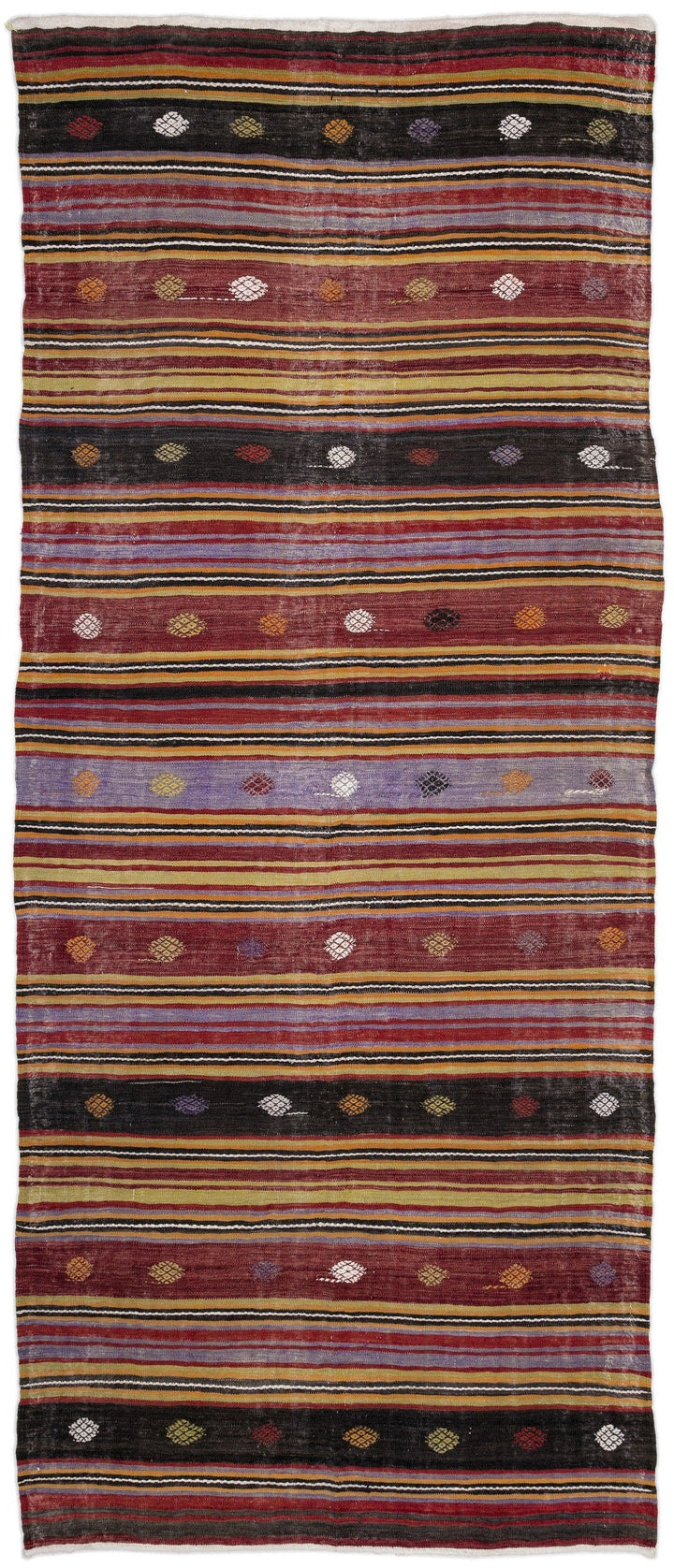 Crete Multi Striped Wool Hand Woven Carpet 143 x 350