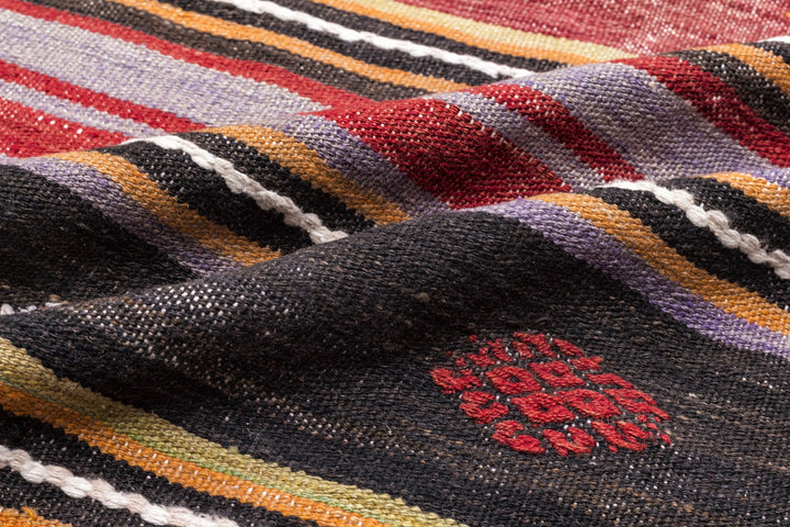 Crete Multi Striped Wool Hand Woven Carpet 143 x 350