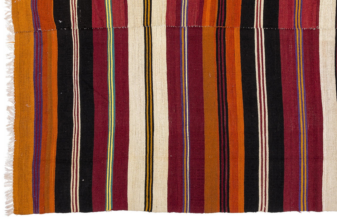 Cretan Red Striped Wool Hand-Woven Carpet 156 x 270