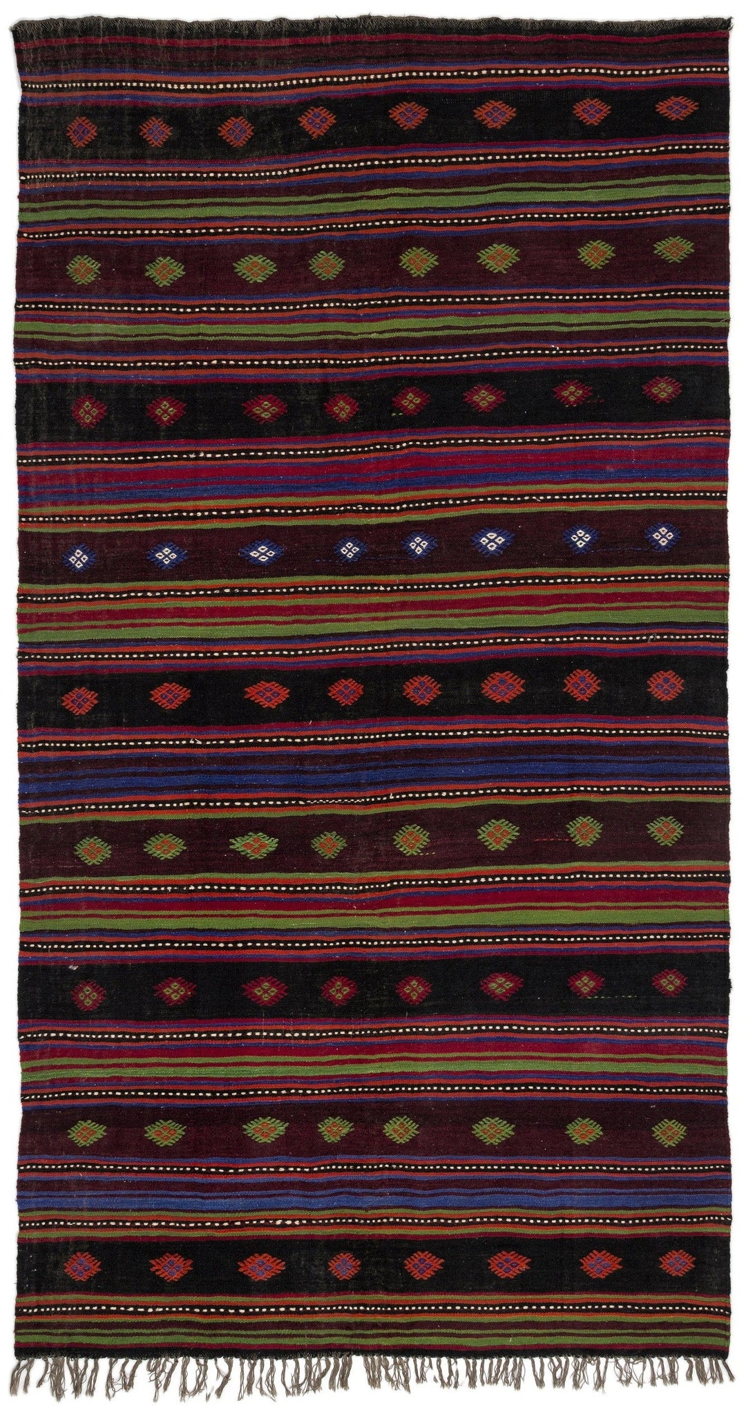 Cretan Beige Striped Wool Hand-Woven Rug 174 x 321