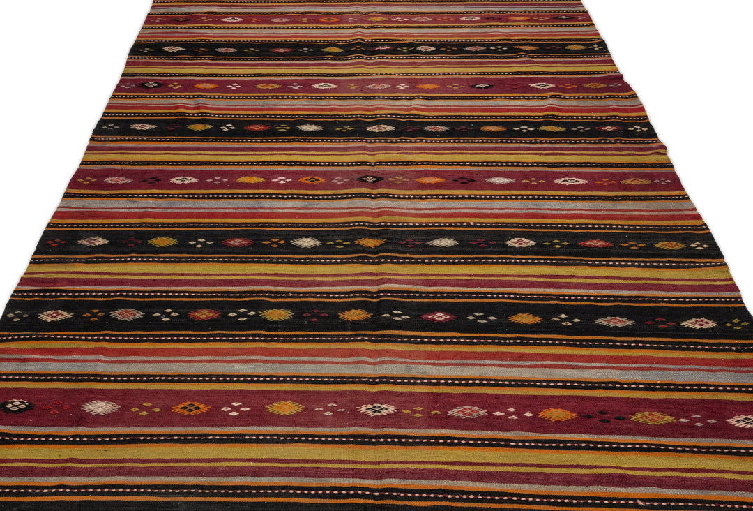 Cretan Beige Striped Wool Hand-Woven Rug 189 x 345