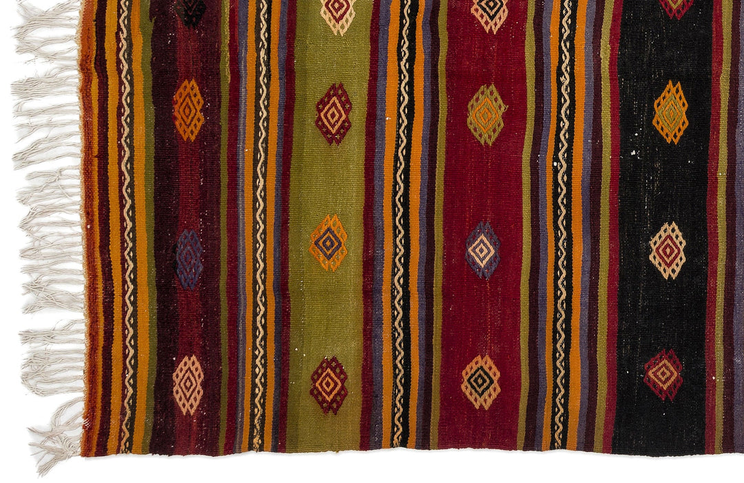 Crete Multi Striped Wool Hand Woven Carpet 153 x 323