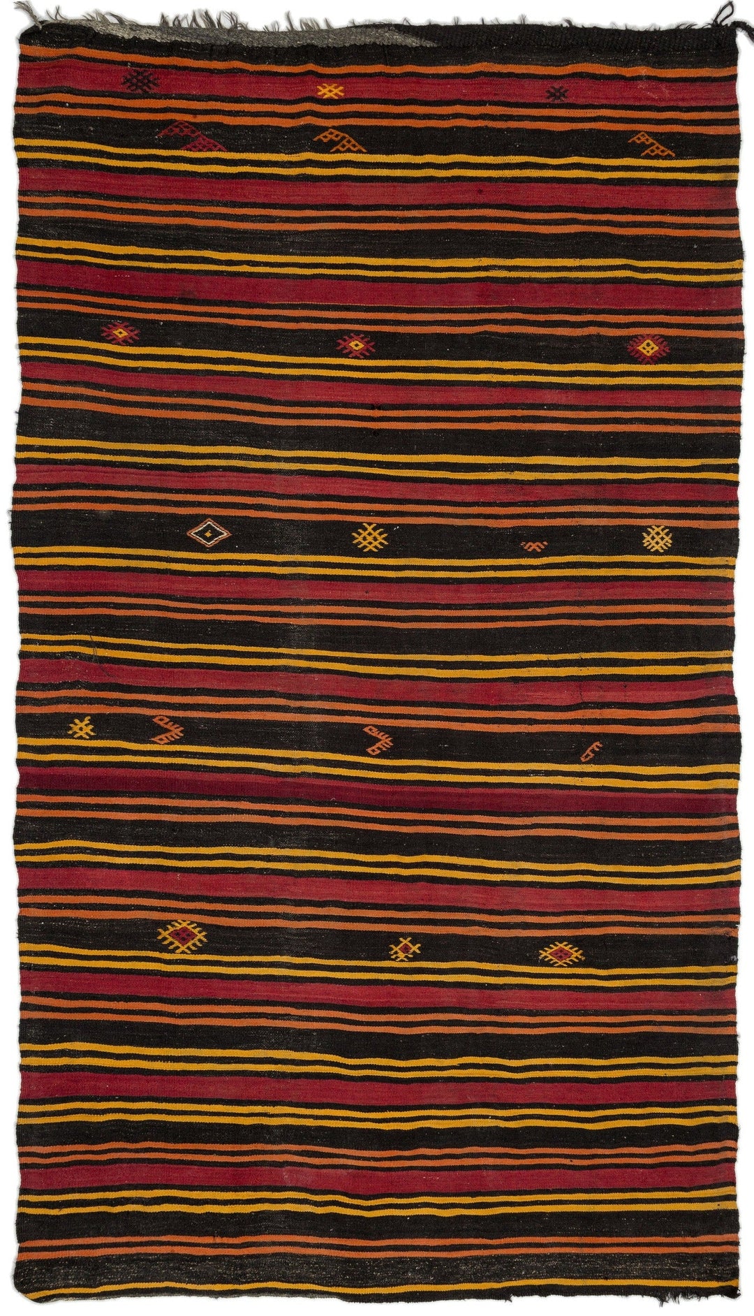 Cretan Beige Striped Wool Hand-Woven Carpet 208 x 373