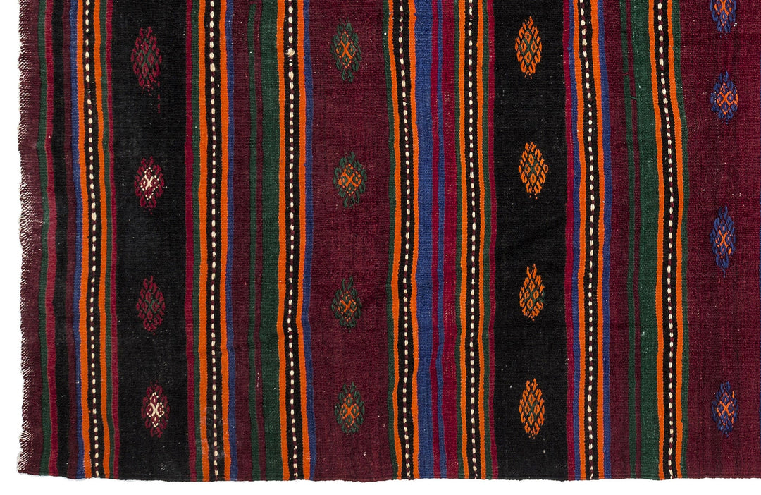 Cretan Beige Striped Wool Hand-Woven Carpet 175 x 347