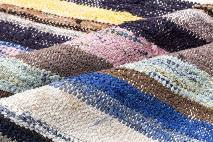 Cretan Beige Striped Wool Hand-Woven Carpet 158 x 292