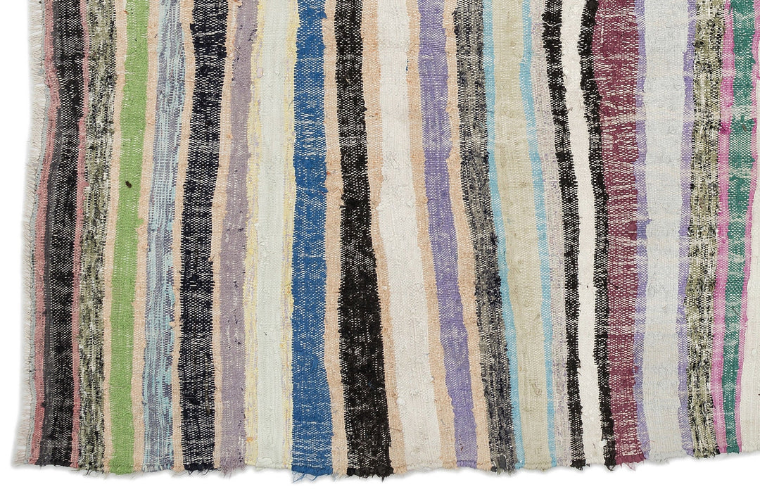 Cretan Beige Striped Wool Hand Woven Carpet 170 x 277