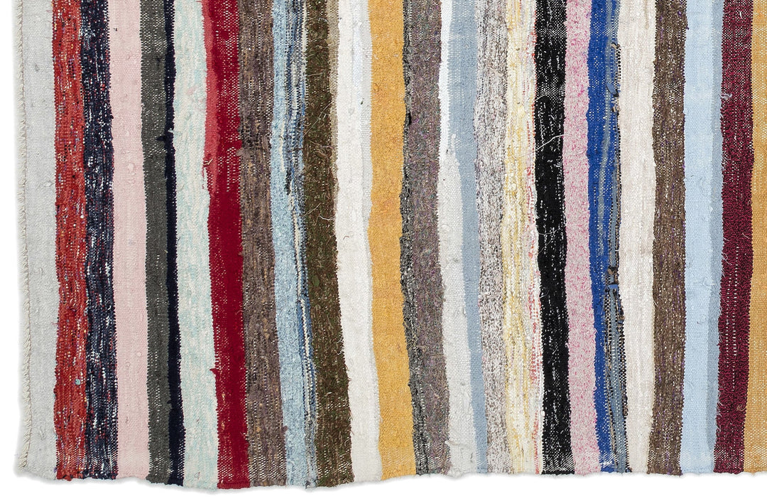 Cretan Beige Striped Wool Hand-Woven Carpet 194 x 335