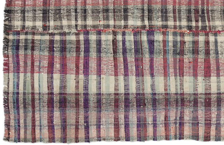 Cretan Beige Striped Wool Hand-Woven Rug 141 x 247