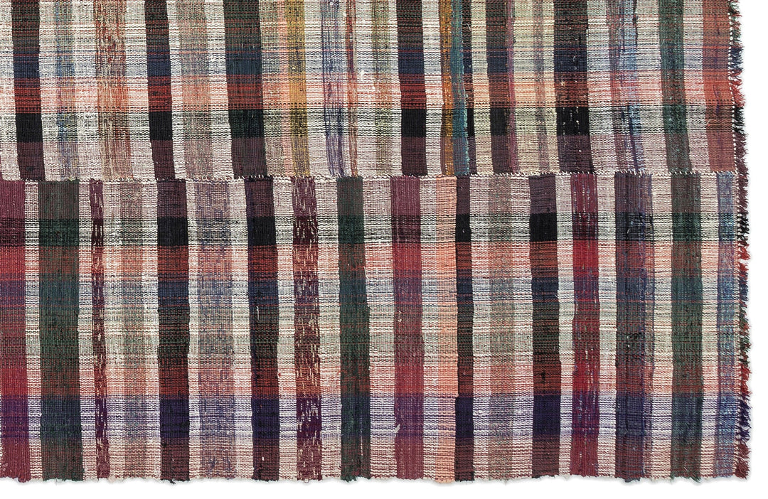 Cretan Beige Striped Wool Hand Woven Carpet 220 x 337