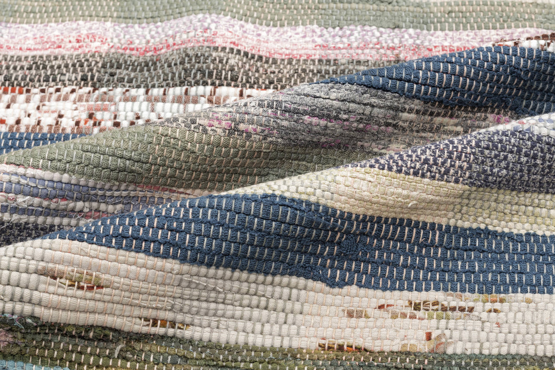 Cretan Gray Striped Wool Hand-Woven Carpet 065 x 216