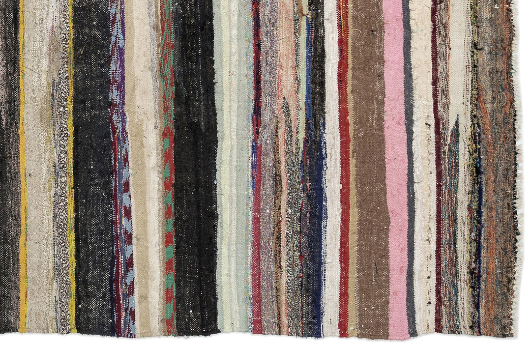 Cretan Beige Striped Wool Hand-Woven Carpet 175 x 338