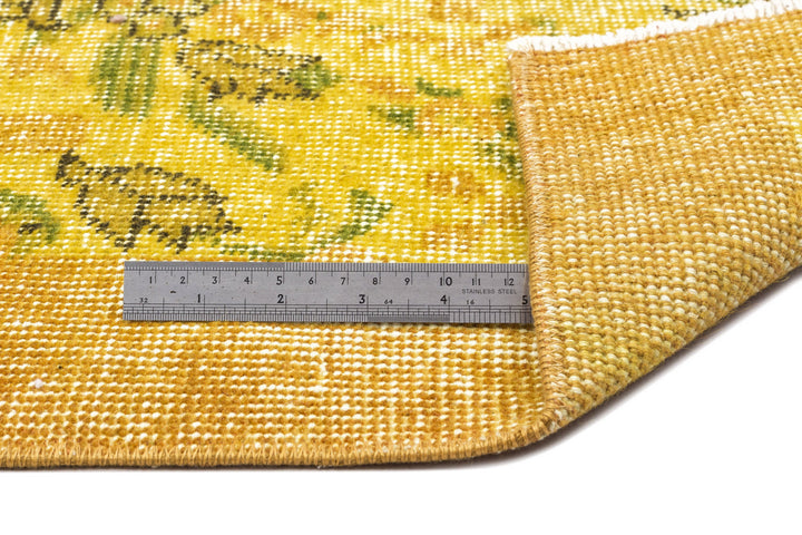 Athens Yellow Tumbled Wool Hand-Woven Carpet 111 x 202