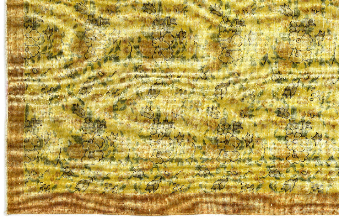 Athens Yellow Tumbled Wool Hand-Woven Carpet 111 x 202