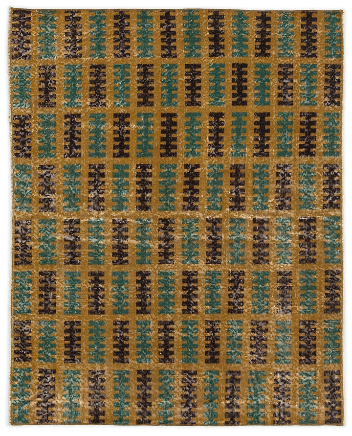 Athens Yellow Tumbled Wool Hand-Woven Carpet 111 x 140