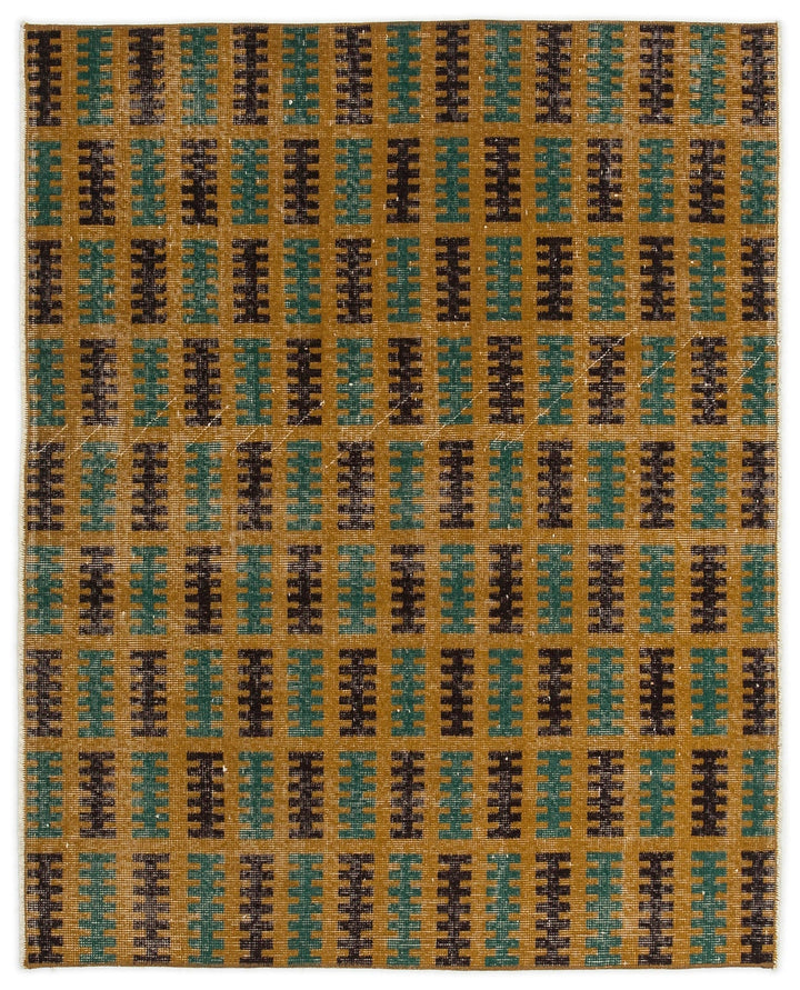 Athens Yellow Tumbled Wool Hand Woven Carpet 113 x 142