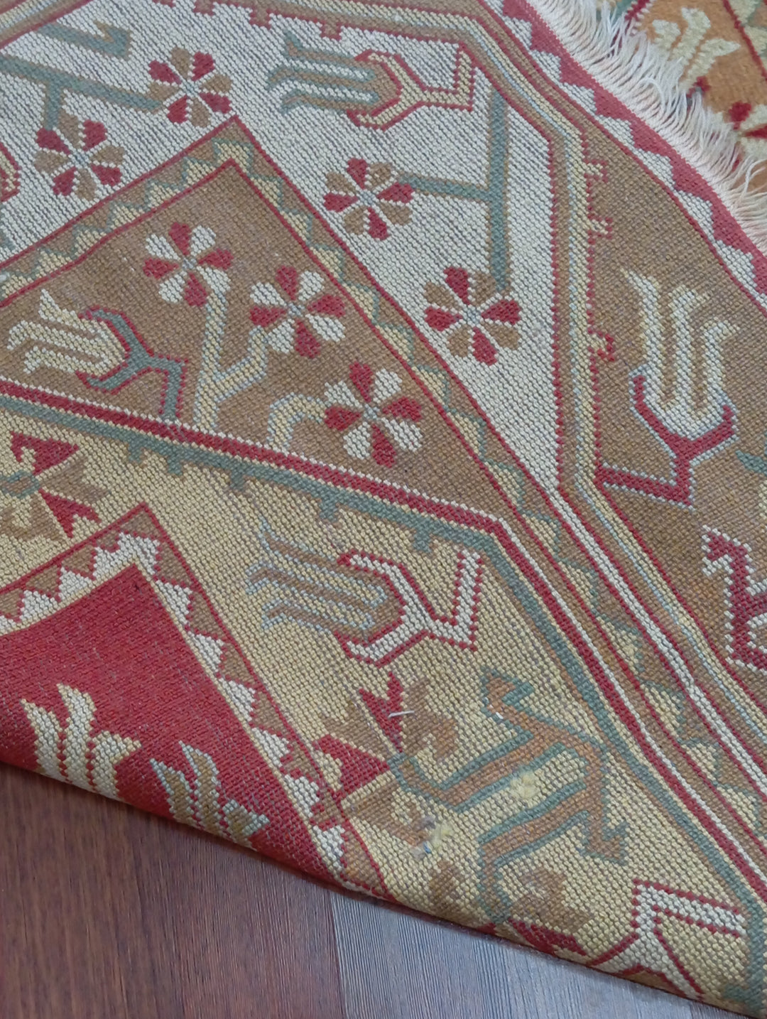 3 M2 Red Orange Pink Vintage Milas Handmade Carpet