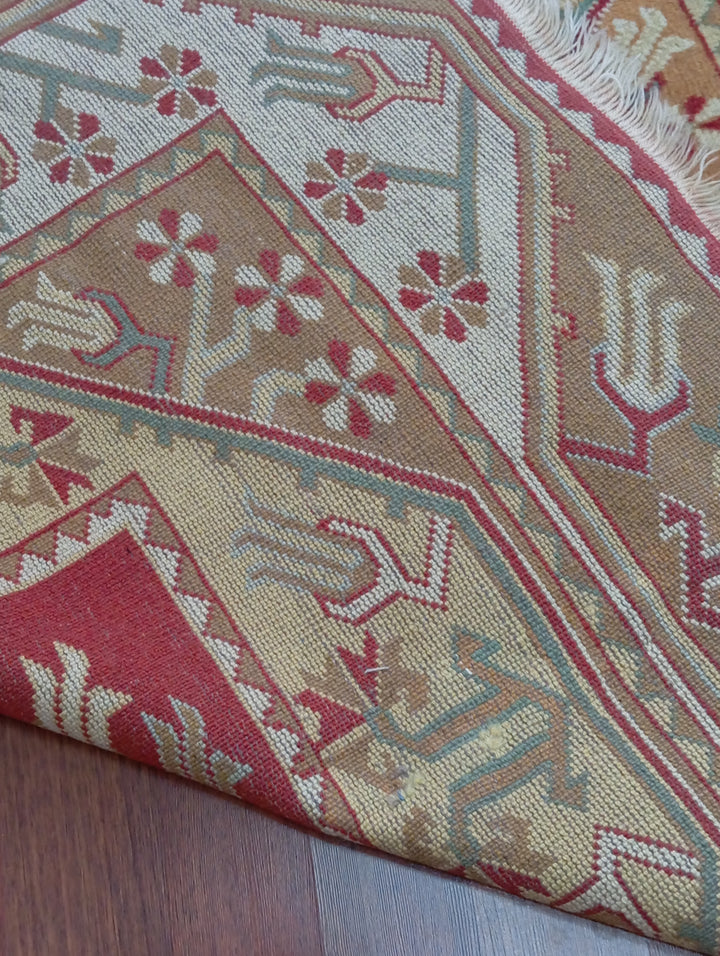 3 M2 Red Orange Pink Vintage Milas Handmade Carpet