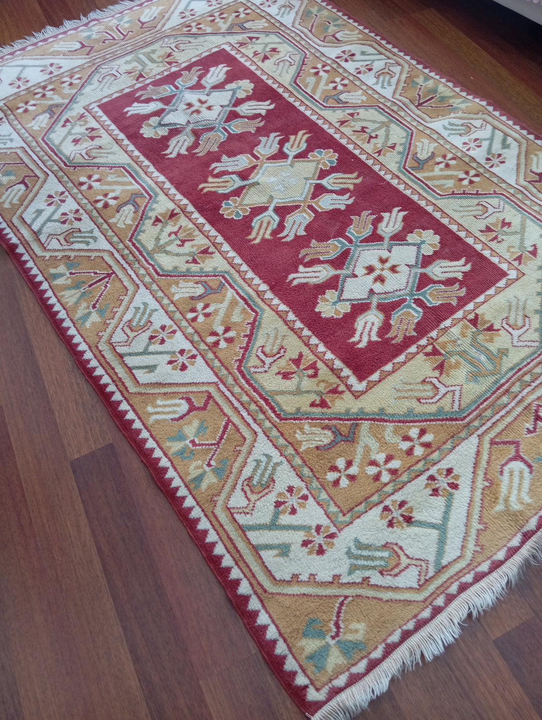 3 M2 Red Orange Pink Vintage Milas Handmade Carpet