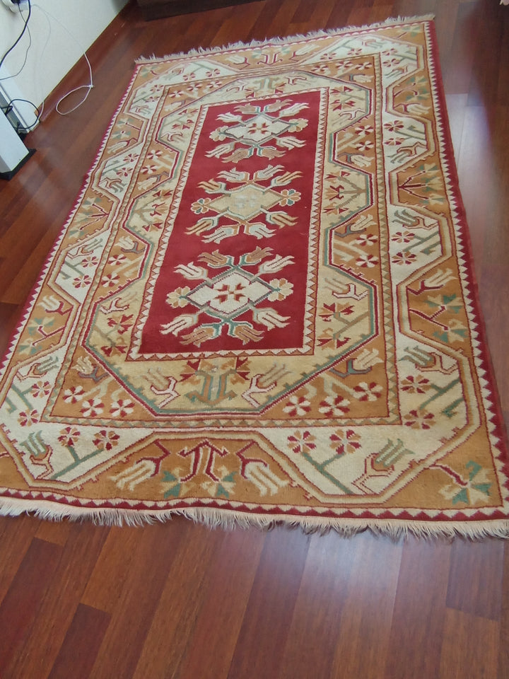 3 M2 Red Orange Pink Vintage Milas Handmade Carpet