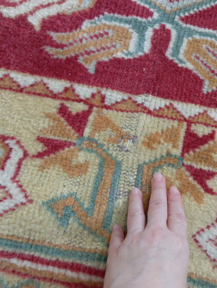 3 M2 Red Orange Pink Vintage Milas Handmade Carpet
