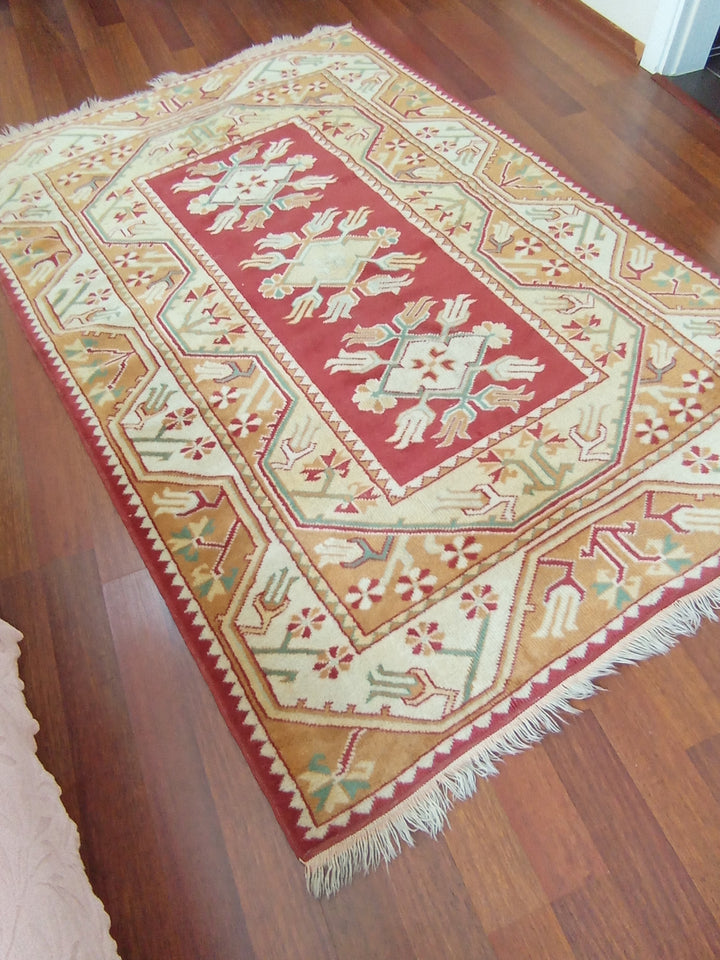 3 M2 Red Orange Pink Vintage Milas Handmade Carpet