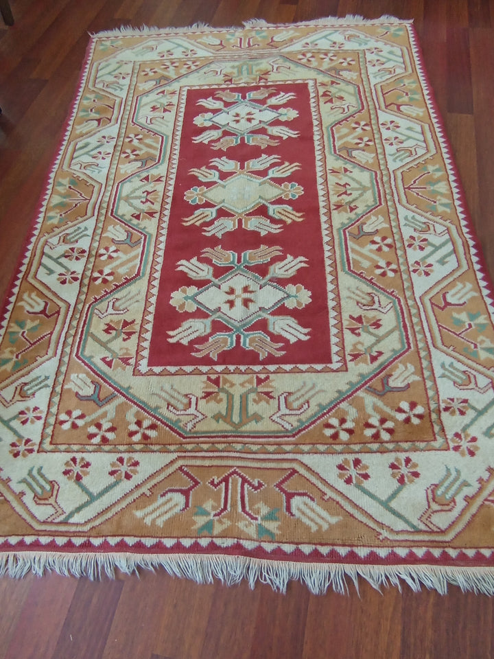 3 M2 Red Orange Pink Vintage Milas Handmade Carpet