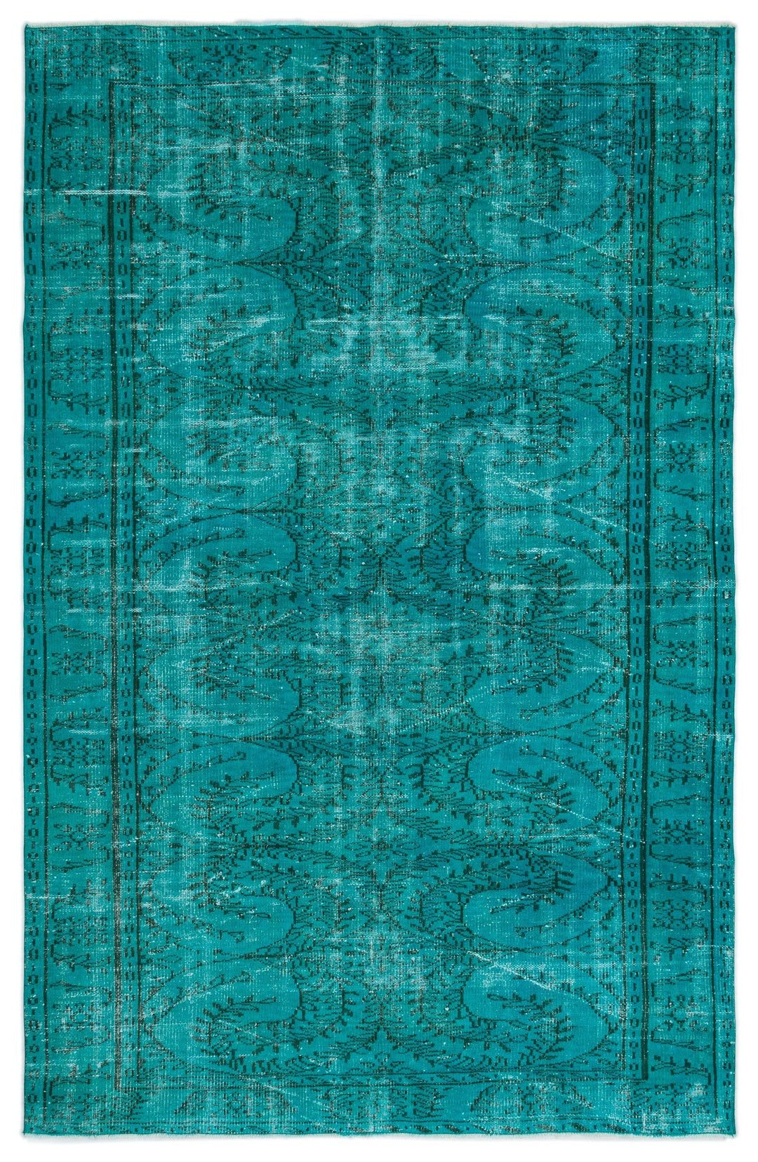 Athens Turquoise Tumbled Wool Hand Woven Carpet 183 x 281