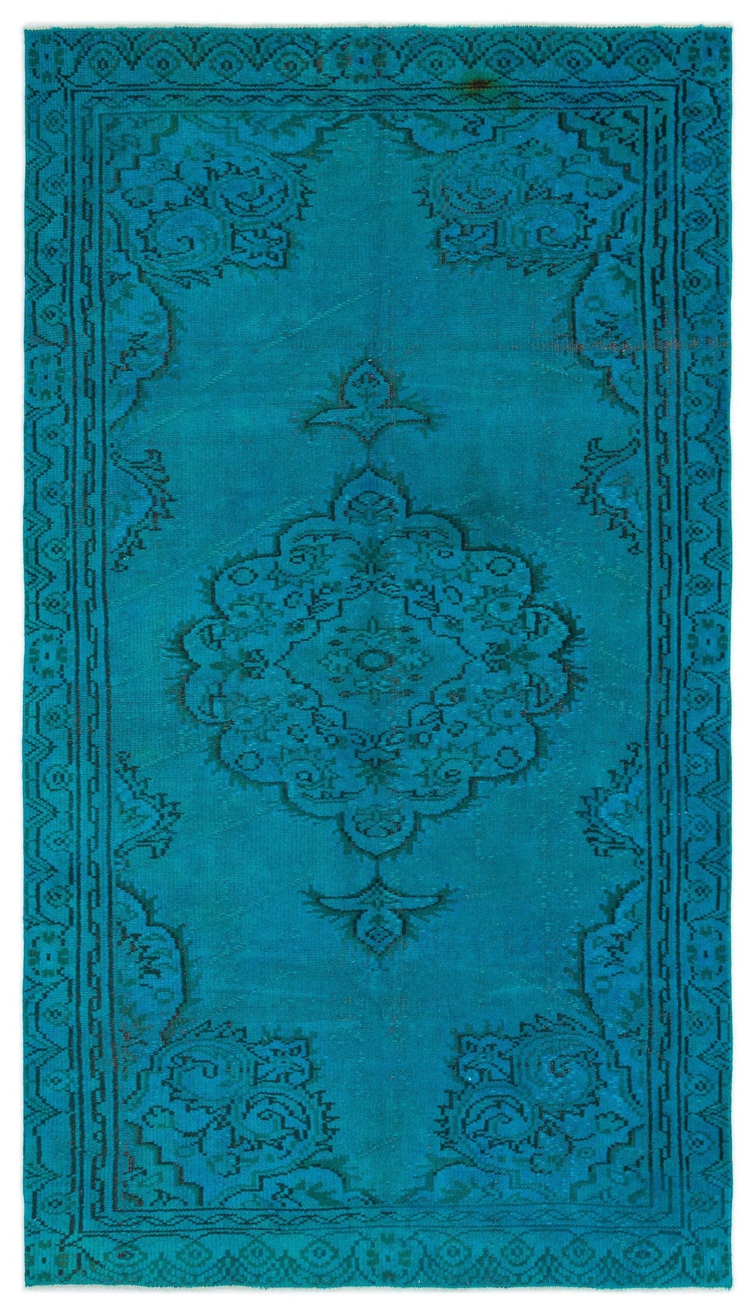 Athens Turquoise Tumbled Wool Hand Woven Carpet 152 x 270