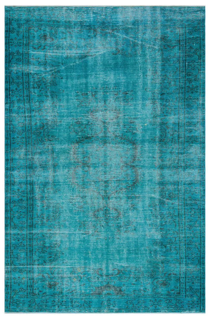 Athens Turquoise Tumbled Wool Hand Woven Carpet 185 x 278