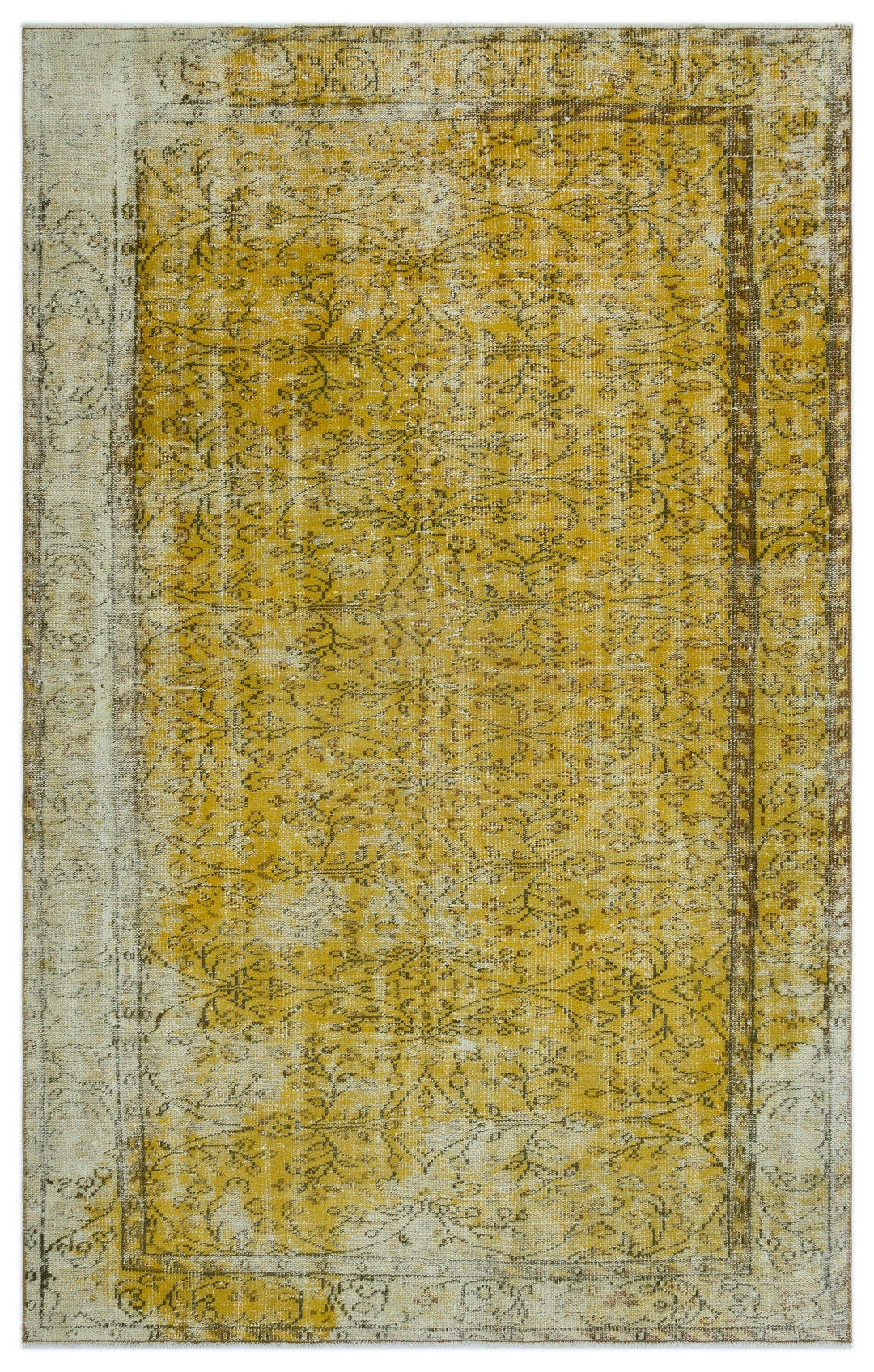 Athens Yellow Tumbled Wool Hand Woven Carpet 166 x 262