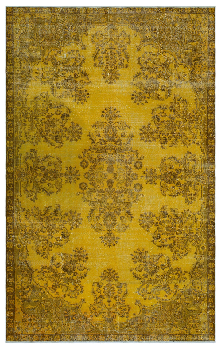Athens Yellow Tumbled Wool Hand Woven Carpet 193 x 308
