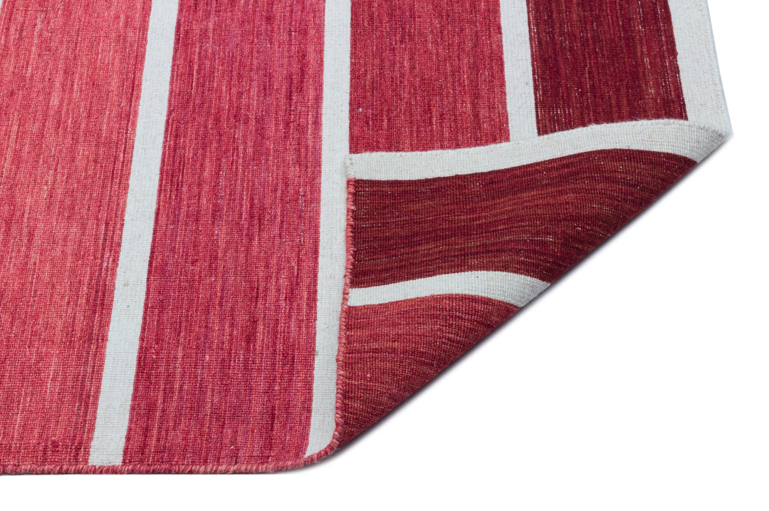 Cretan Red Striped Wool Hand Woven Carpet 128 x 180