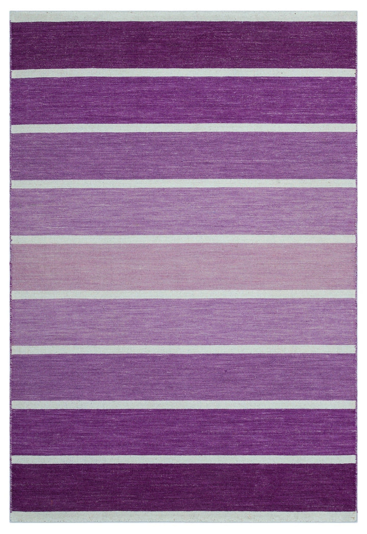 Crete 26754 Purple Striped Wool Hand Woven Carpet 122 x 180