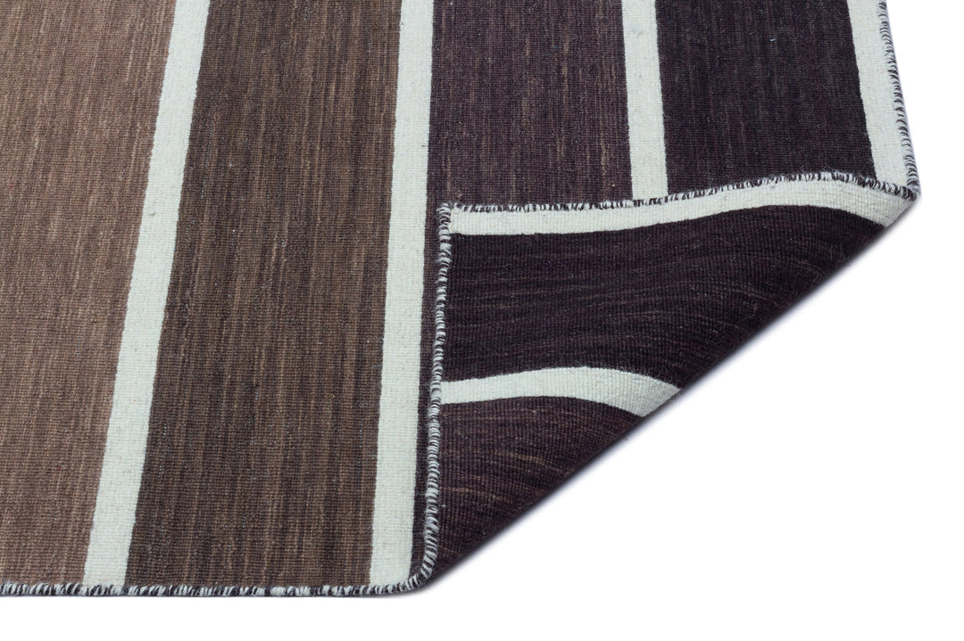 Crete 26756 Beige Striped Wool Hand Woven Carpet 122 x 180