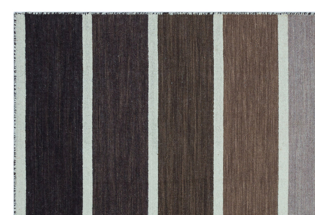 Crete 26756 Beige Striped Wool Hand Woven Carpet 122 x 180