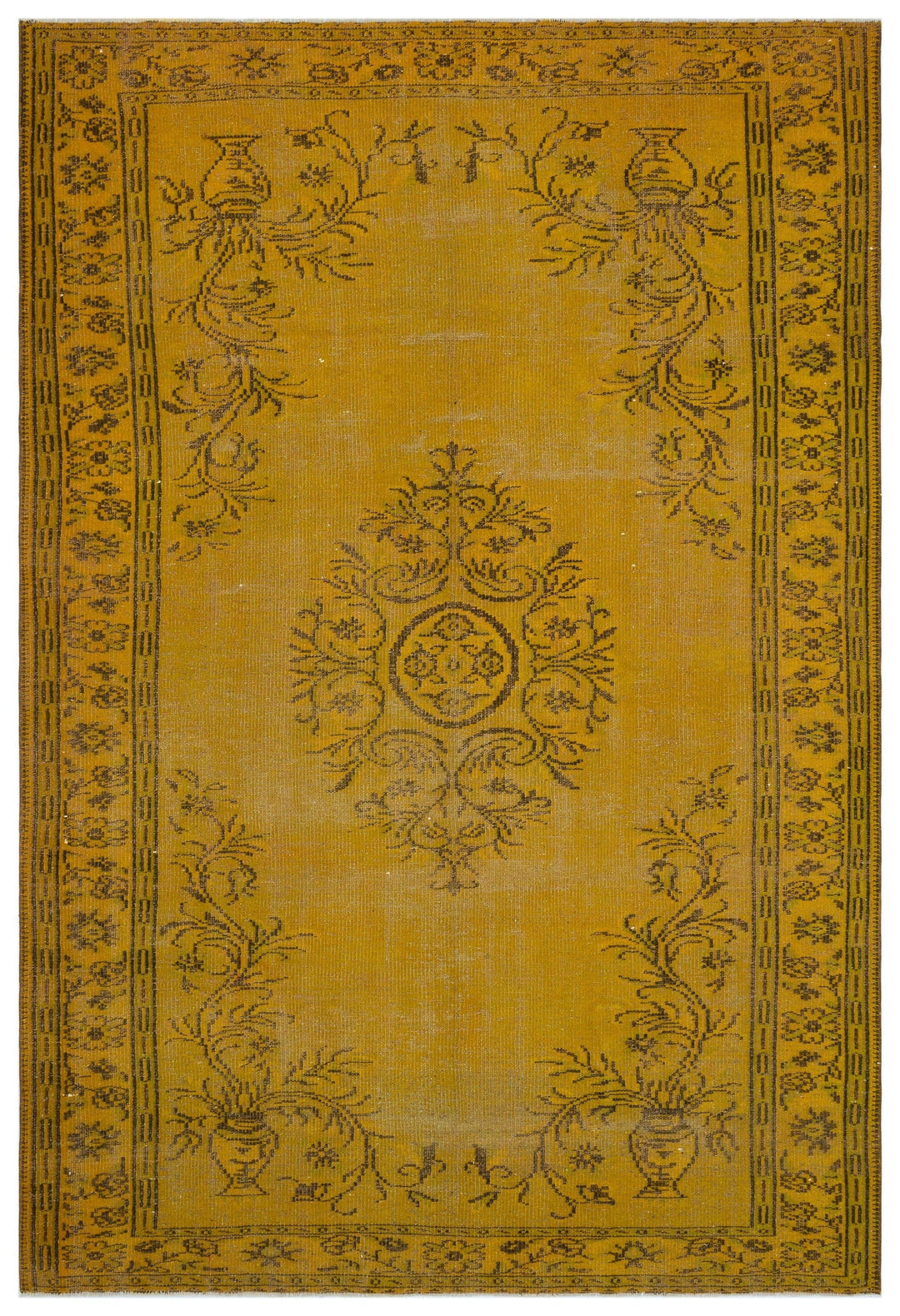 Athens Yellow Tumbled Wool Hand Woven Carpet 196 x 294