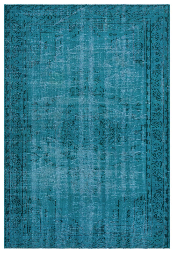 Athens Turquoise Tumbled Wool Hand Woven Carpet 196 x 281