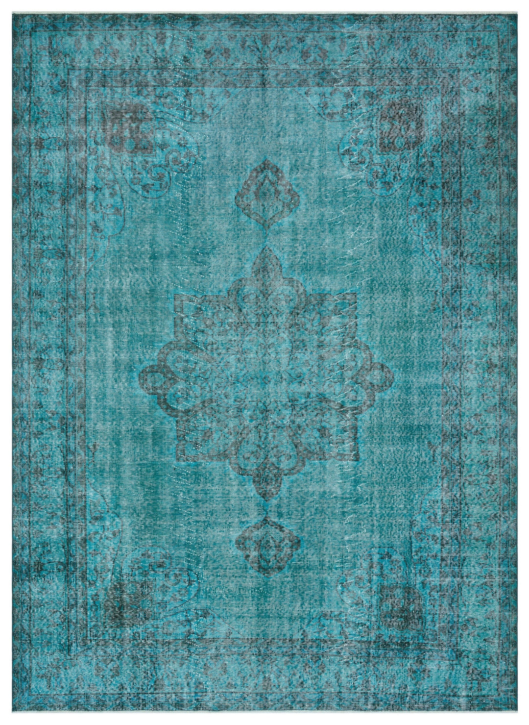 Athens Turquoise Tumbled Wool Hand Woven Carpet 221 x 307